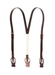 Chestnut Java - Brown Leather Suspenders - The Groomsman Suit