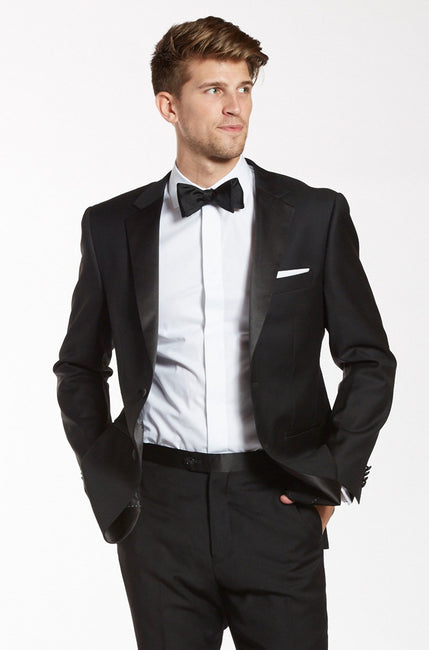 The Groomsman Suit - Premium Notch Lapel Black Tuxedo Jacket