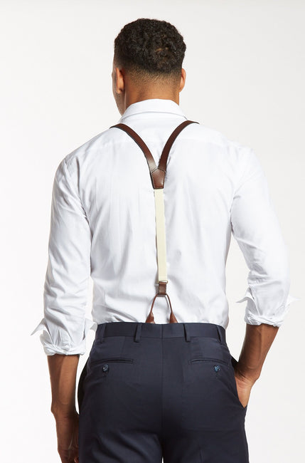 The Groomsman Suit - Chestnut Java - Brown Leather Suspenders